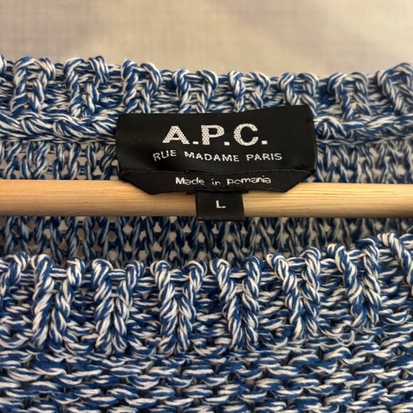 A.P.C. cotton and silk sweater, Large, blue and white - Picture 4 of 5